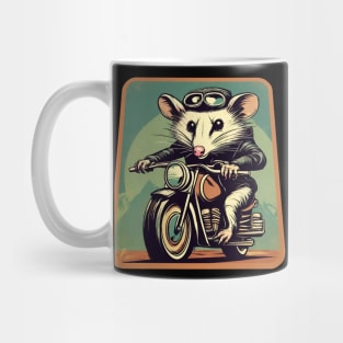 Opossum on motorcycle Mug